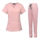 thumbnail image 3 of Uniformes de enfermería Conjunto de uniforme de enfermera Camiseta y pantalones Conjunto de uniforme de enfermera Ropa de trabajo femenina Rosa S, 3 of 9