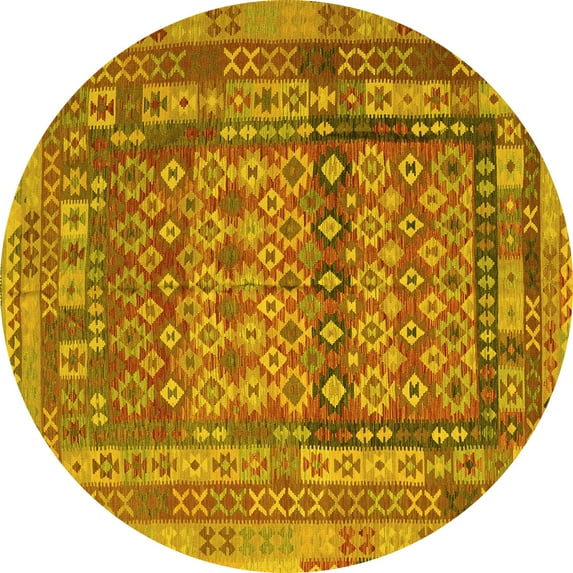Ahgly Company Indoor Round Southwestern Yellow Country Area Rugs, 3' Round