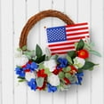 thumbnail image 4 of Grapevine Wreath, Patriotic Wreath, 18 in, Artificial Flowers, Red White and Blue decorations, 4Th of July decorations, Outdoor Wall decor, Peony Artificial Flowers, Outdoor, 4 of 7