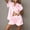 Pink, variant on TEVEQ Women's 2 Piece Pajamas Set Button Down Tops Short Sleeve Sleepwear Soft Pajama Shorts 2 Pcs Lounge Sets with Pocket Shorts and Top Summer Sets Satin Button Up Comfy Sleepwear Sets Black L