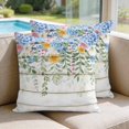 thumbnail image 2 of Pillow Covers 18x18 Set of 2, Blue Spring Floral Square Throw Pillow Covers for Couch/Sofa/Living Room, Summer Botanical Pastoral Wooden Decorative Soft Pillowcases for Couch Throw Pillows, 2 of 9