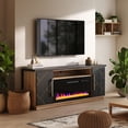 thumbnail image 7 of BELLEZE 68 Inch Electric Fireplace TV Stand With Gold Grim, Elegant Entertainment Center With Storage, Media Console With Drawers & Open Shelves for Living Room, Bedroom Home Theater (Espresso Black), 7 of 7