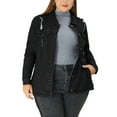 thumbnail image 1 of Agnes Orinda Women's Plus Size Jean Jacket Stitching Button Washed Denim Outerwear Coat 3X Black Ripped, 1 of 7