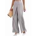 thumbnail image 4 of Women'S Elegant Wrap Front High Waisted Wide Leg Pants Suit Pants Trousers Gray S, 4 of 8
