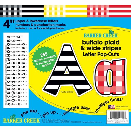 UPC: 0704068017320 | Barker Creek Buffalo Plaid & Wide Stripes 4  Letter Pop-Outs ̶ 255 Characters
