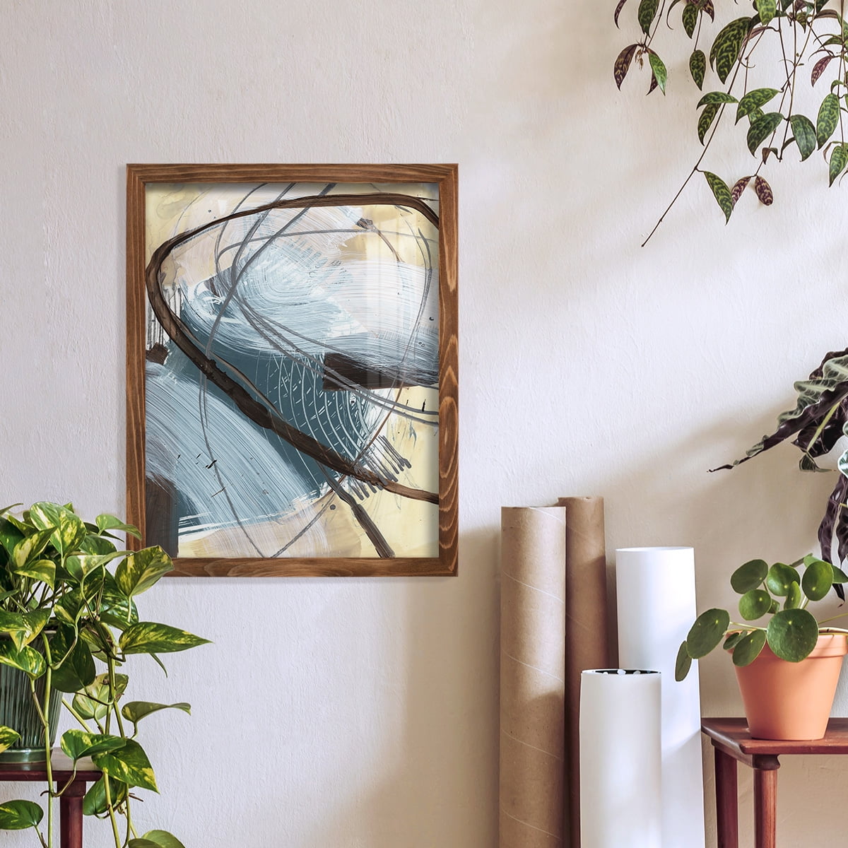 Winding Around II - Framed Print w/glass - Walnut