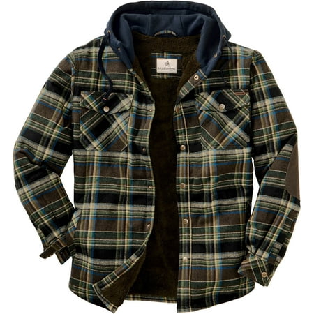 Legendary Whitetails Men s Camp Night Berber Lined Hooded Flannel Shirt Jacket