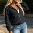 thumbnail image 7 of Husipze Women's Lightweight Full Zip Cropped Jacket Outdoor Long Sleeve Sun Protection Solid Color Hooded Hiking Jacket Windbreaker Black XS, 7 of 7