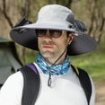 thumbnail image 2 of QJUHUNG Detachable Solar-Powered Fan Hat with Dual Propulsion Cooling - Large Brim Sun Protection  Breathable Textile Material  Machine Washable for Men‘s Outdoor Hiking  Fishing & Campin, 2 of 7