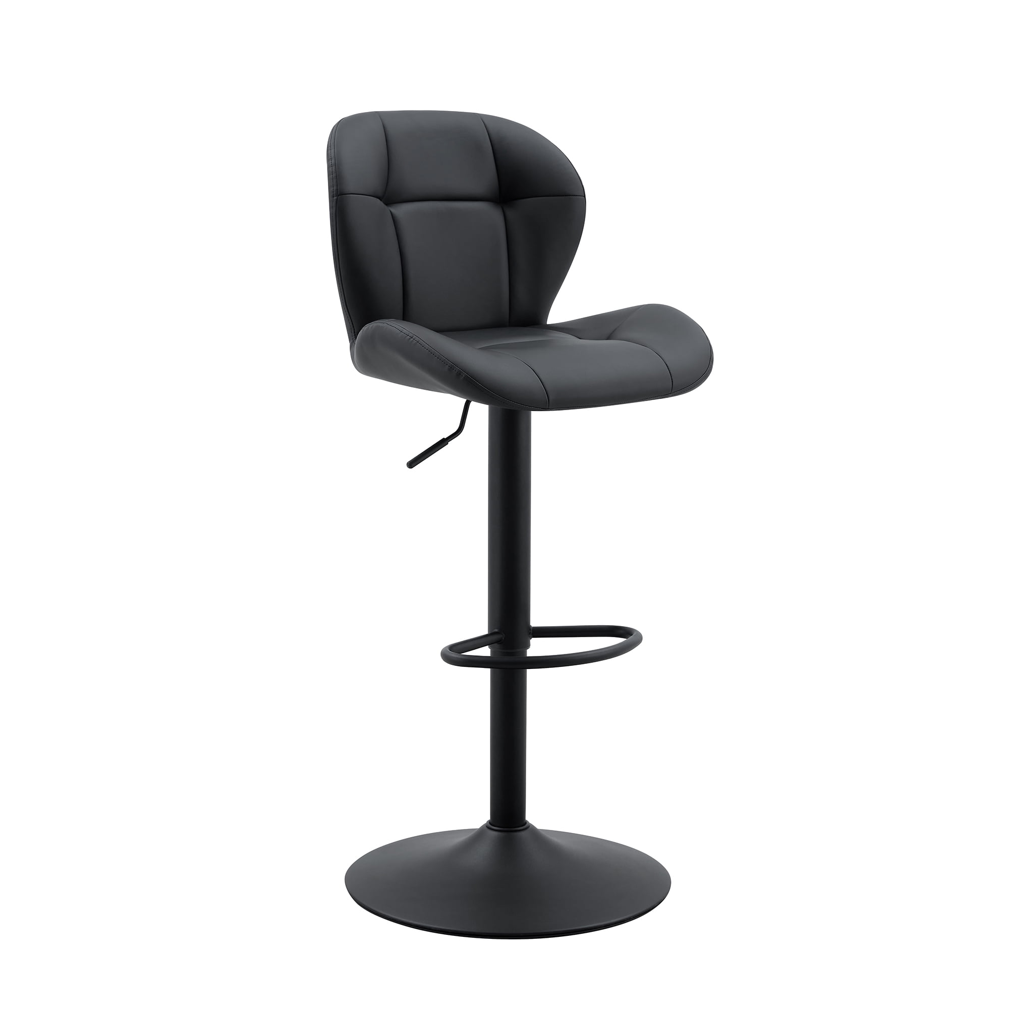 Alvantor Adjustable Bar Stools Set of 2 Modern Leather Swivel Bar Stools Counter Height Bar Chairs for Kitchen Island Black