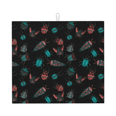 

Goofa Dish Drying Mat Super Absorbent Drying Mat Large Dish Drying Mats for Kitchen Counter Easy Clean Dish Mat Kitchen Drying Mat 16 x 18 ( Colorful Insect )