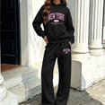 thumbnail image 2 of ITSAME Girls 2-Piece Letter Print Hooded Sweatshirt and Wide Leg Pants Set Fleece-Lined Warm Outfit Size 9, 2 of 6