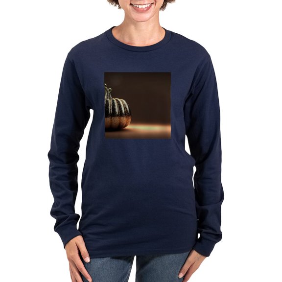 CafePress - Glitter Pumpkin Women's Long Sleeve T Shirt - Women's Long Sleeve Graphic Tee Casual Fit