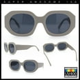 thumbnail image 3 of Womens Trendy Octagonal Beveled Thick Plastic Round Mod Sunglasses Khaki - Black, 3 of 8