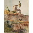 thumbnail image 2 of Jacques-Raymond Brascassat 15x18 Gold Ornate Wood Frame and Double Matted Museum Art Print Titled - Garden and Church with Ancient Portico, 2 of 4