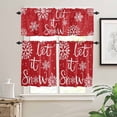 thumbnail image 2 of Christmas Snowflakes Kitchen Curtains and Valances Set, Winter Snow Red Background Simple Rod Pocket Window Valance 18 Inch Window Curtain Panels for Living Room Bedroom Laundry, 27.5x24in, 3 Pieces, 2 of 7