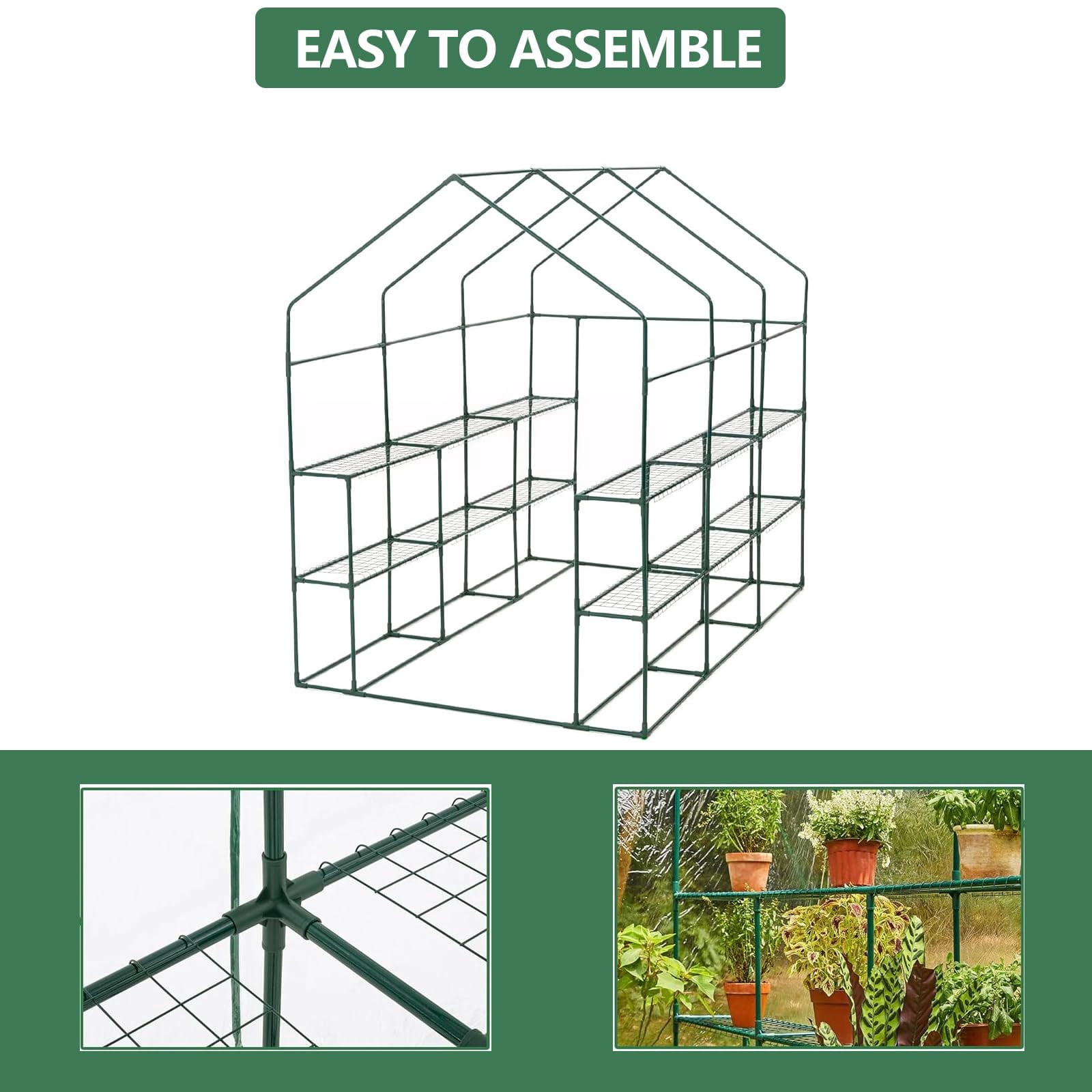 Heavy Duty Walk-In Greenhouse – 56" x 85" x 76" Portable 8-Shelf PE Plant Tent with Mesh Vent Windows, UV Protection, Weatherproof – appropriate for Backyard Garden – Transparent