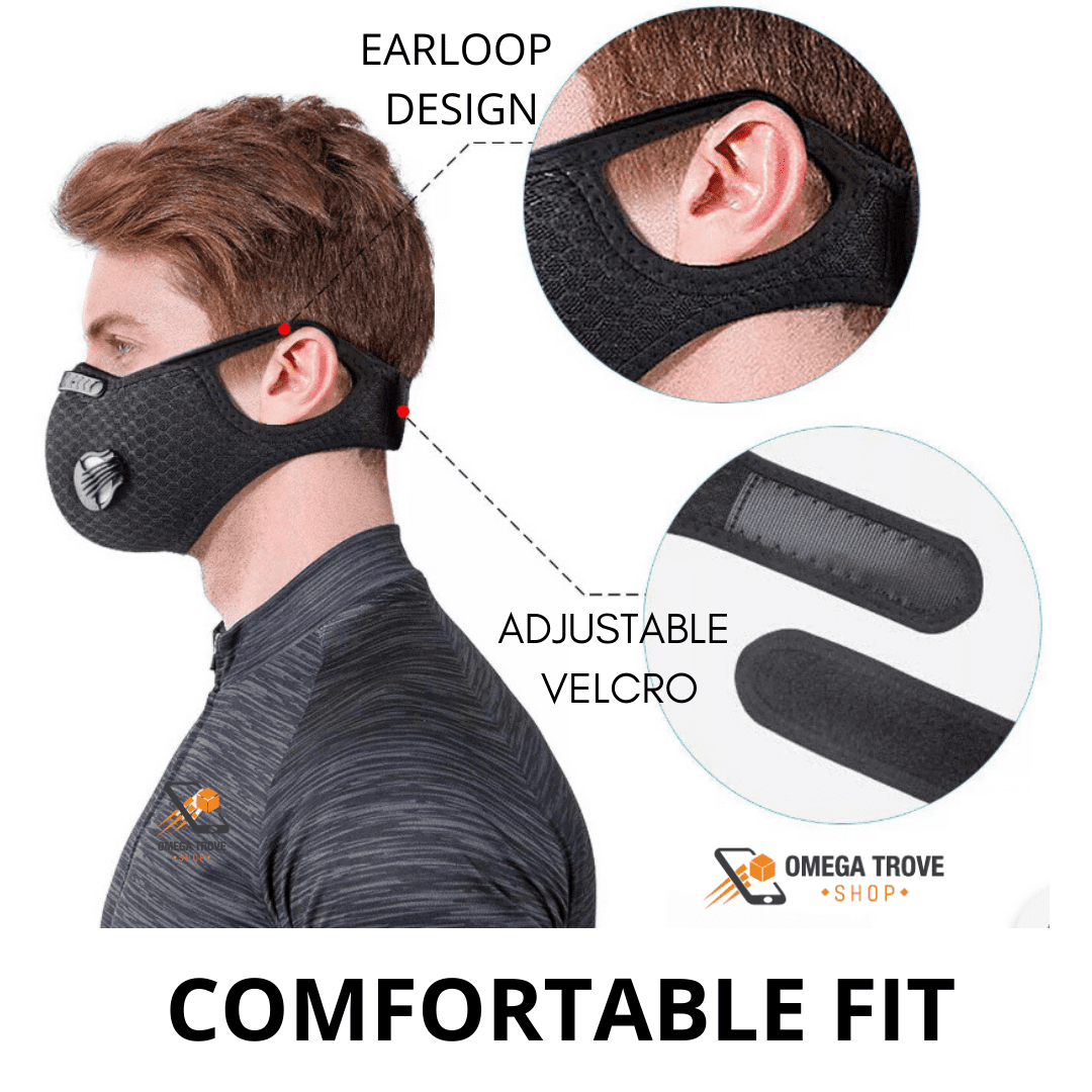 Reusable Activated Carbon Cycling Half Face Mask with Filters 2 valves PM 2.5 US 