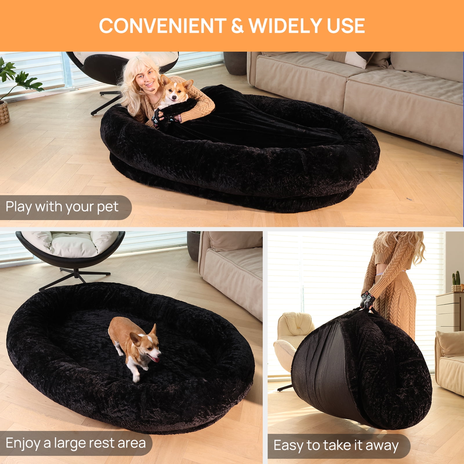 BOZTIY Human Dog Bed 72 in. x 51 in. x 12 in. Giant Dog Bed for Adults &  Pets Washable Large Bean Bag Bed for Humans (L, Khaki) I1600142-KH-LDH -  The Home Depot