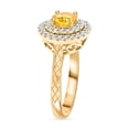 thumbnail image 4 of LUXOROAAA Yellow Sapphire White Diamond Round 14K Yellow Gold Halo Ring for Women Jewelry Size 7 Ct 1.31 G-H Color I3 Clarity Birthday Gifts, 4 of 7
