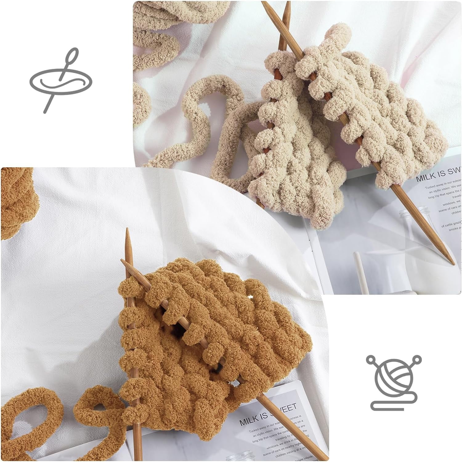 8Pcs Assorted Chunky Yarn for Crocheting,Super Bulky Large Soft Fluffy Yarn,Plush Fuzzy Yarn,Thick Chenille Yarn for Hand Knitting/Arm Knitting(27yds,8 oz Each Skein)