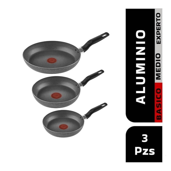 Juego de Sartenes T-fal Elemental Stone 20, 24 y 30 cm 3 Piezas Gris