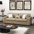 thumbnail image 4 of Roundhill Furniture Sakan Leather Upholstered Sofa, Beige, 4 of 11