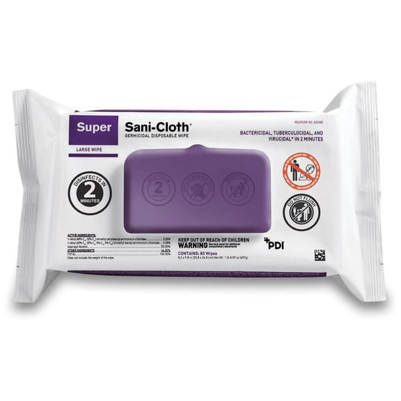 Super Sani-Cloth Surface Cleaner Wipe Soft Pack Alcohol Scent 80 Ct A22480