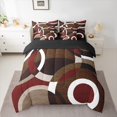 thumbnail image 2 of Manfei Retro Circle Pattern 7 Pieces Bedding Comforter Set,Modern Abstract Geometric Full Bedding Set,Red Brown Fitted Sheet Flat Sheet For Teens,Luxury Bedroom Decor Reversible, 2 of 8
