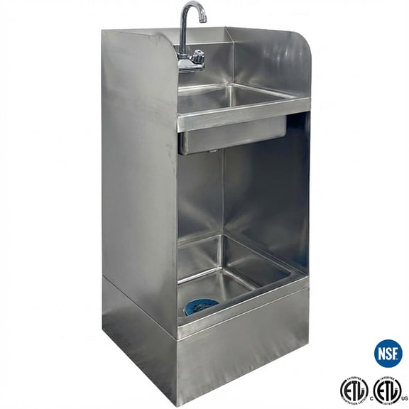 NSF 17" x 42" Hand Sink & Mop Sink Combo – Stainless Steel Utility Station with 7" Faucet