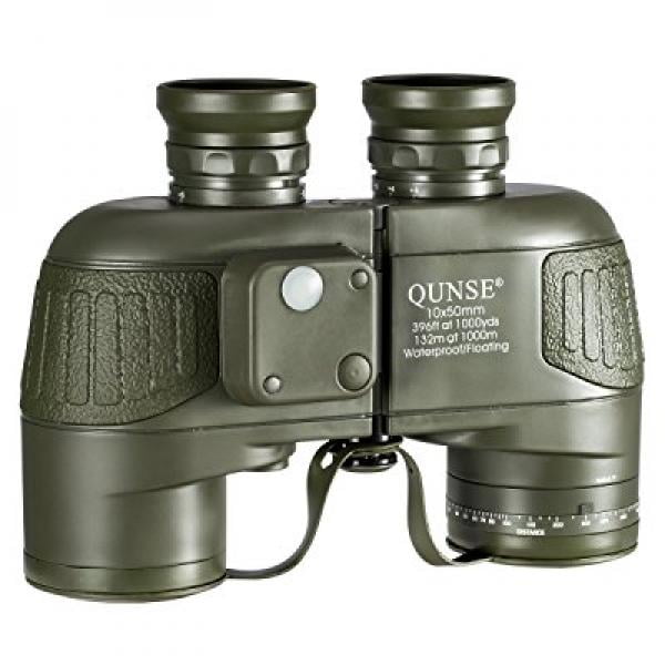 QUNSE Military Navigation HD Binoculars Compass and Rangefinder 10x50 Large Object Lens