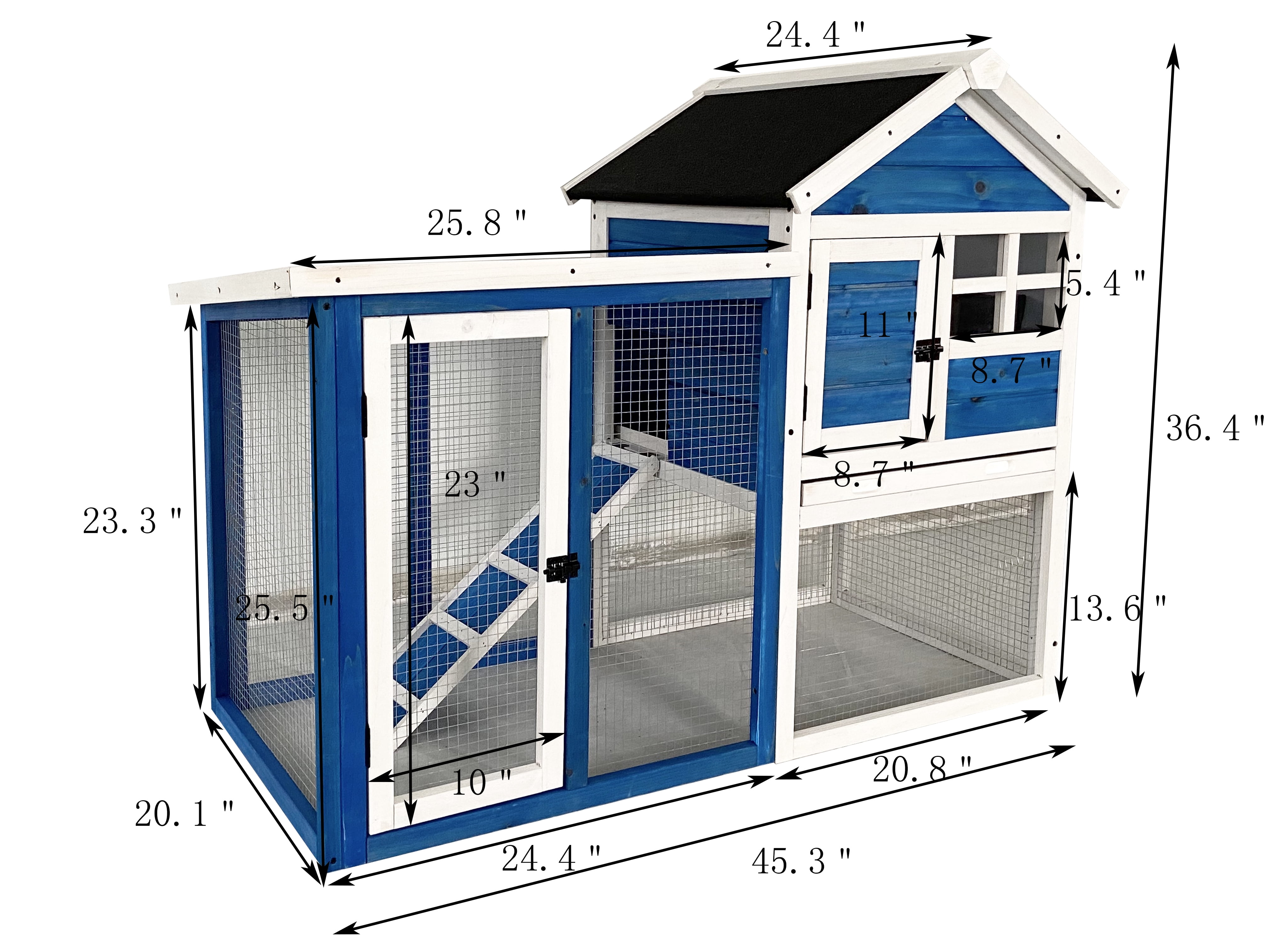 Win Pet Stilt House Rabbit Hutch, Navy Blue, Fits 1-2 Rabbits