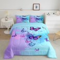 thumbnail image 2 of Ensemble de Literie Papillon pour Filles Dégradé Bleu Violet Ensemble de Couette Très Grand Imprimé de Papillons de Rêve Ensembles de Couette de Literie Insert de Couette Papillon Animal de Ferme Rustique Style Romantique Courtepointe pour Garçons Enfants Ados, 2 of 7