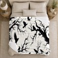 thumbnail image 4 of Large Flying Ravens Between Thick Twisted Branches, Soft Flannel Blanket with Bold ornate dark Silhouettes Print, Housewarming Gift and Home Decor for Bedroom and Living Room, 4 of 7