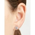 thumbnail image 4 of Forever Facets Women's Platinum over Sterling Silver Created White Sapphire and CZ Stud Earrings, 4 of 6