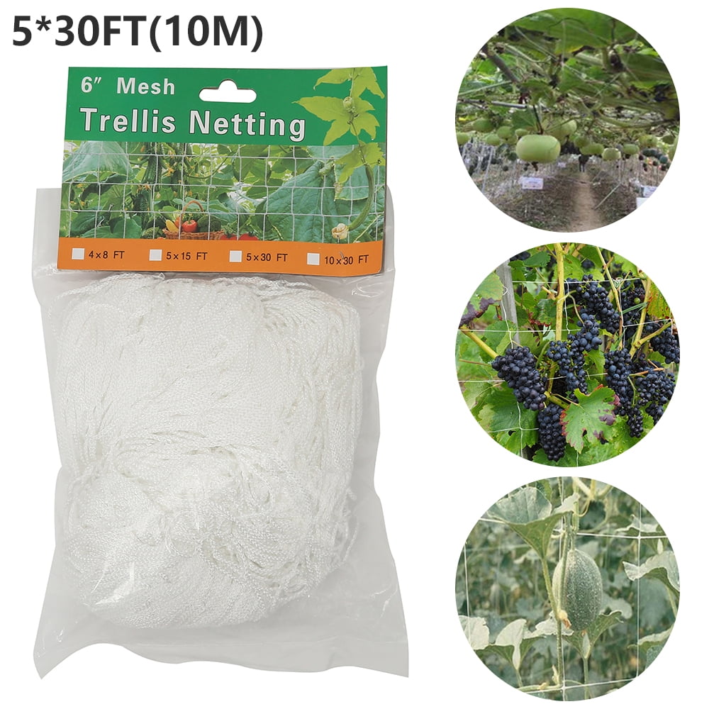 Profession White 15/30FT Garden Trellis Netting Plant Support Growing Mesh Net 