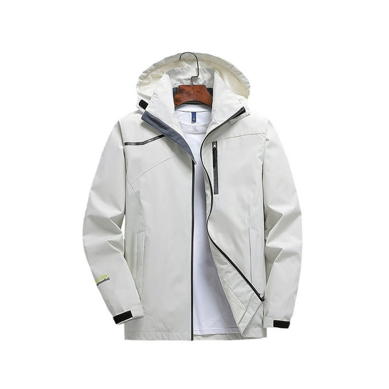 Frontwalk Wind Resistant Zipper Jacket Mens Rain Jacket Waterproof with Hooded Hiking Coat Lightweight Windbreaker Walmart