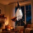 thumbnail image 4 of Orangide Outdoor Halloween Decoration Hanging Ghost Witch, 28 In Large Hanging Flying Ghost on Broomstick with Witch Hat Lighted, Ghost Decor for Porch Yard Tree, 4 of 5