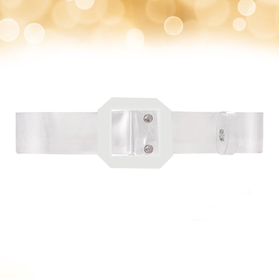 OUNONA Wide Clear Belts Women No Hole Waist Belt White 1Set