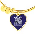 thumbnail image 2 of In May We Wear Gray Brain Cancer Rainbow Heart Bangle, Brain Cancer Rainbow Awareness Month, cancer - Heart Bangle Bracelet (Personalized Engraving Option), 2 of 5