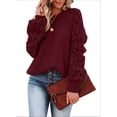 thumbnail image 1 of Suéter holgado de color liso con cuello redondo para mujer, otoño e invierno, para mujer, 1 of 6