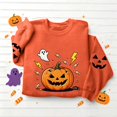 thumbnail image 7 of Women's Crewneck Pullover Sweatshirt Halloween Graphic Tops Long Sleeve Casual Fall Shirts Cute Pumpkin Candy Print Loose Fit Activewear for Festivals, 7 of 7