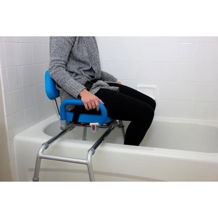Platinum Health CAROUSEL Sliding Transfer Bench with Swivel Seat PREMIUM Padded Bath Shower Chair with Pivoting Arms