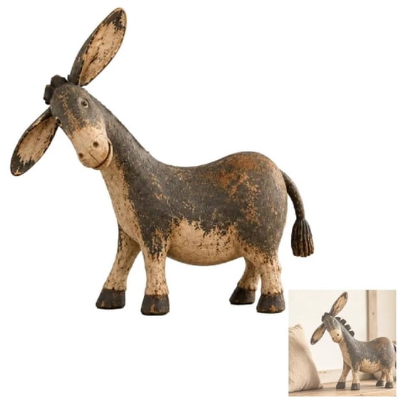 Rustic Donkey Figurine for Farmhouse Decor, Distressed Brown Western Statue, Vintage Farm Tabletop Ornament Country Tabletop for Shelf Office, Charming Farmhouse Gift(1pcs)