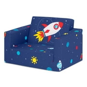 Delta Children Cozee Flip-Out Chair - 2-in-1 Convertible Chair to Lounger for Kids, Space