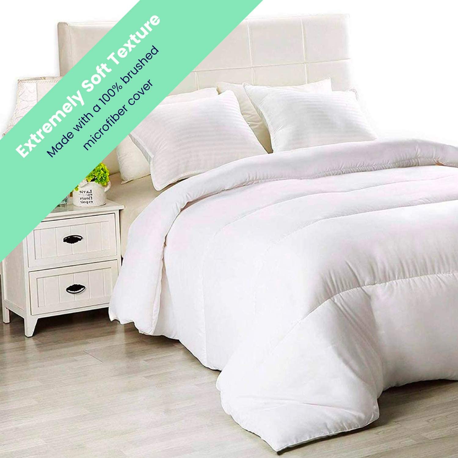 Celeep Thin Duvet Insert (86"x 86") - White, All Season Down Alternative Comforter Insert, Soft, Plush Microfiber Fill, Machine Washable, Queen Size - image 4 of 7