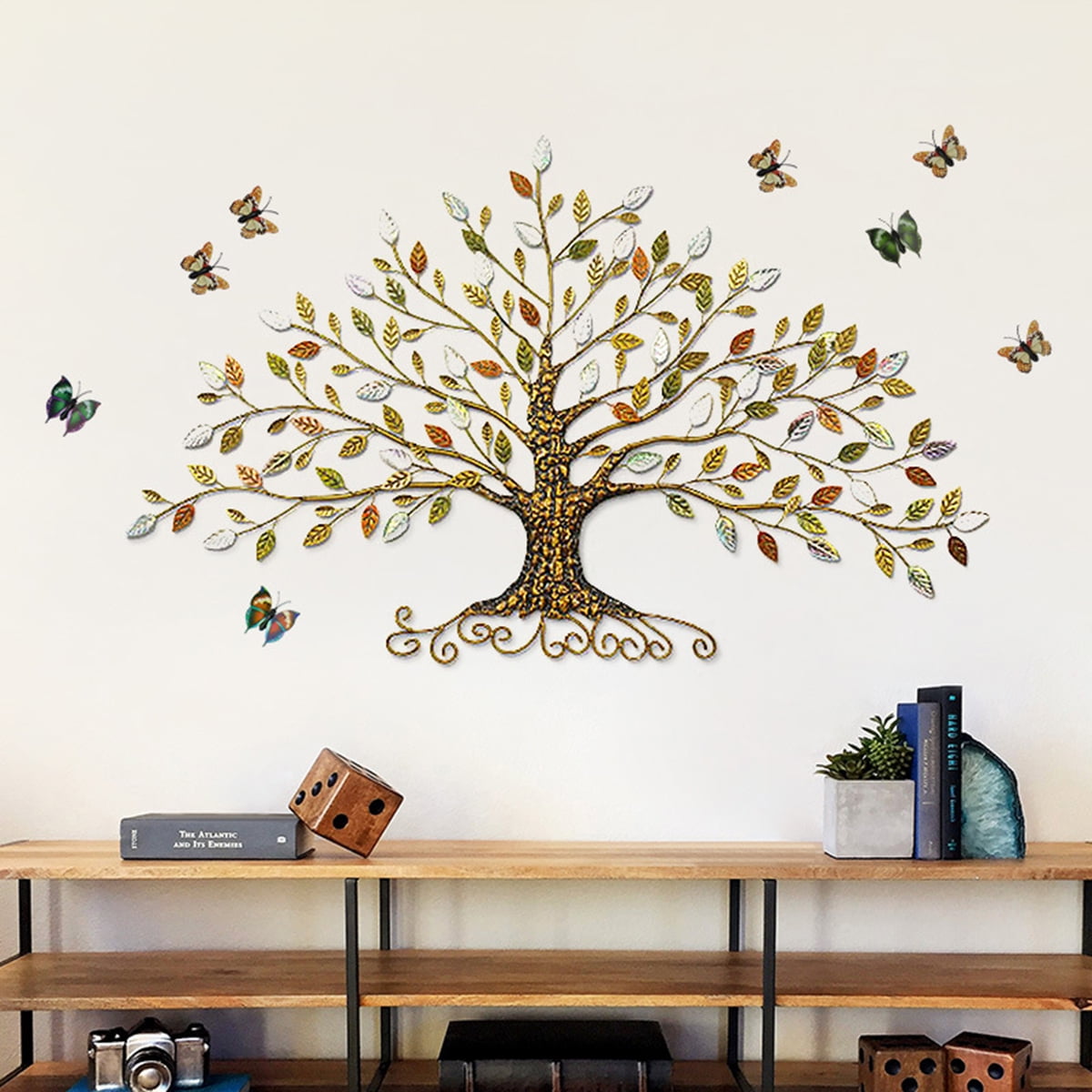 Tree of Life Wall Hanging Metal Leaves Ornament Sculptures 