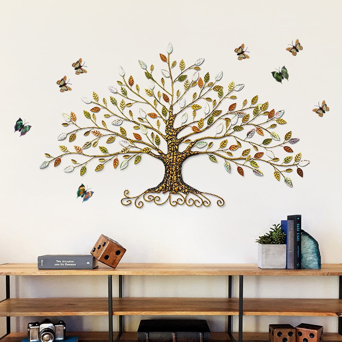 Tree of Life Wall Hanging Metal Leaves Ornament Sculptures