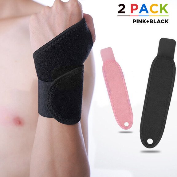 2 Pack Wrist Braces - Wrist Wraps for Carpal Tunnel, Arthritis, and Tendinitis Pain Relief - Fits Both Right and Left Hands - Compression and Support for Fitness Enthusiasts