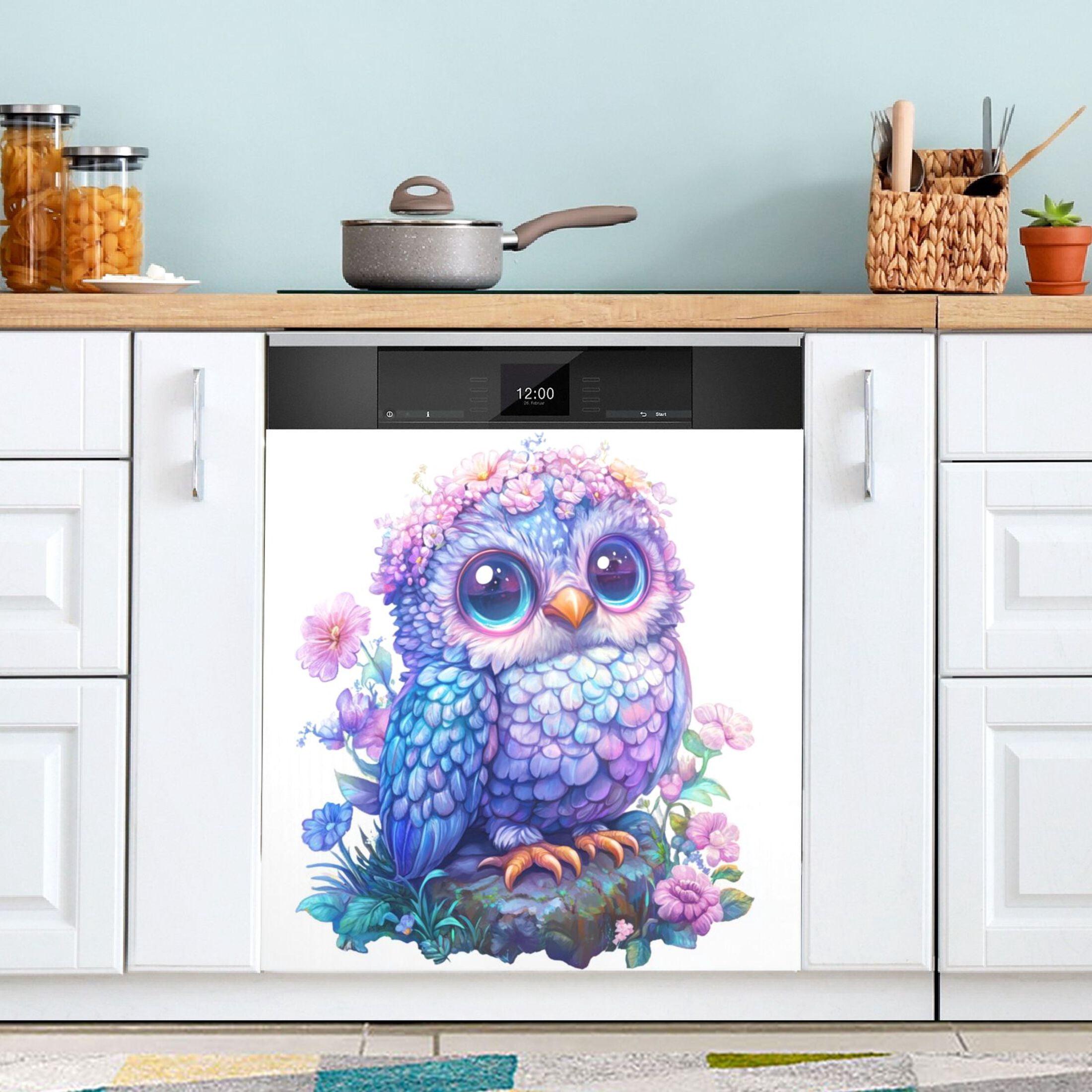 Dishwasher Magnetic Sticker 23x26 Inch Refrigerator Magnetic Sticker Washing Machine Magnetic Sticker Kitchen Panel Magnetic Sticker Home Decor Adorable Colorful Owl